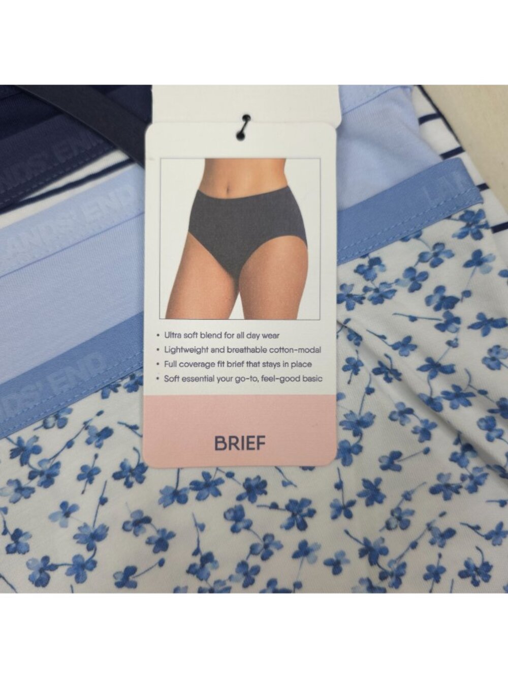 Lands End Womens L Brief Underwear Panties 5-Pack Lightweight Cotton Modal Soft - Picture 5 of 13